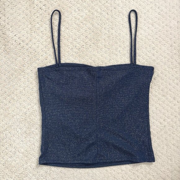 Reformation Isabella Top in Navy Sparkle Sleeveless Camisole Women’s Size Small - Picture 6 of 7